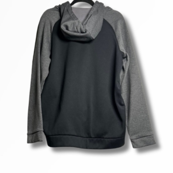 Nike Dri-Fit Hoodie Black Gray Pullover Sweatshirt Big Center Swoosh Men’s Large - Picture 2 of 6